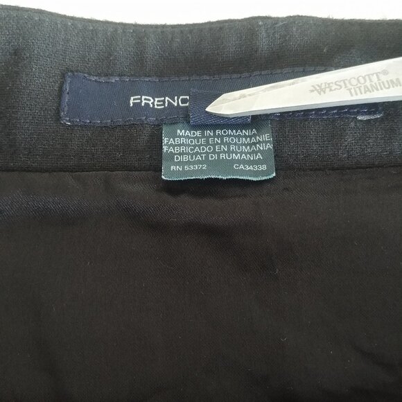 French Connection wool blend black tiny white polka dot skater mini skirt size 8 - Picture 9 of 11